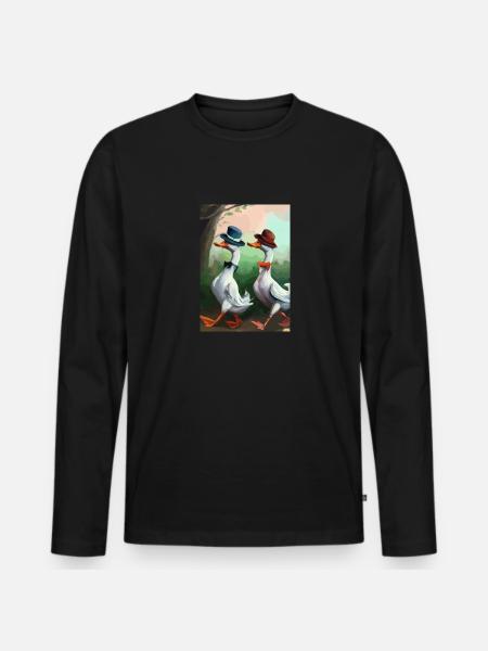Zwei Enten - Männer Premium Bio Langarmshirt - Schwarz