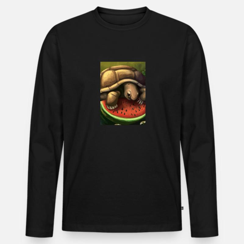 Wassermelonen-Schildkröte - Männer Premium Bio Langarmshirt - Schwarz