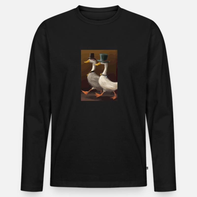Zwei Enten - Männer Premium Bio Langarmshirt - Schwarz