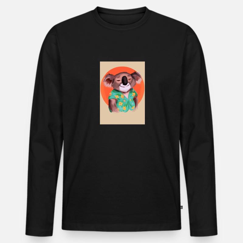 Koala mit Hawaii-Hemd - Männer Premium Bio Langarmshirt - Schwarz
