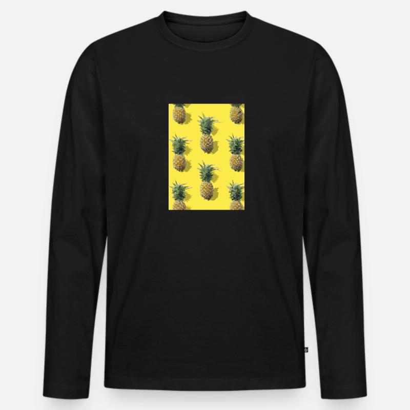Ananas-Muster - Männer Premium Bio Langarmshirt - Schwarz