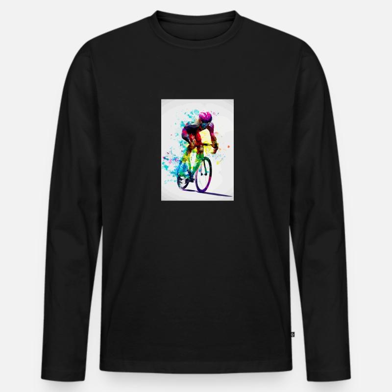 Rennrad Radfahrer Regenbogen - Männer Premium Bio Langarmshirt - Schwarz