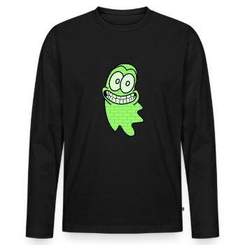 Geist an der Wand | Gespenst, Halloween, - Männer Premium Bio Langarmshirt - Schwarz - Vorne - Nico (187cm)