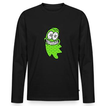 Geist an der Wand | Gespenst, Halloween - Männer Premium Bio Langarmshirt - Schwarz - Vorne - Nico (187cm)