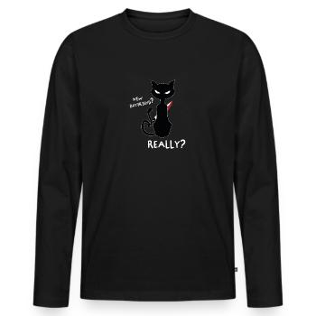 Neuen Freund? - Lustiges Kitty Shirt Design - Männer Premium Bio Langarmshirt - Schwarz - Vorne - Nico (187cm)