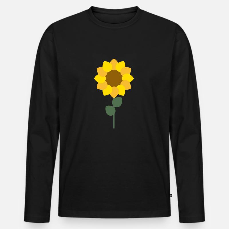 Sonnenblume - Männer Premium Bio Langarmshirt - Schwarz