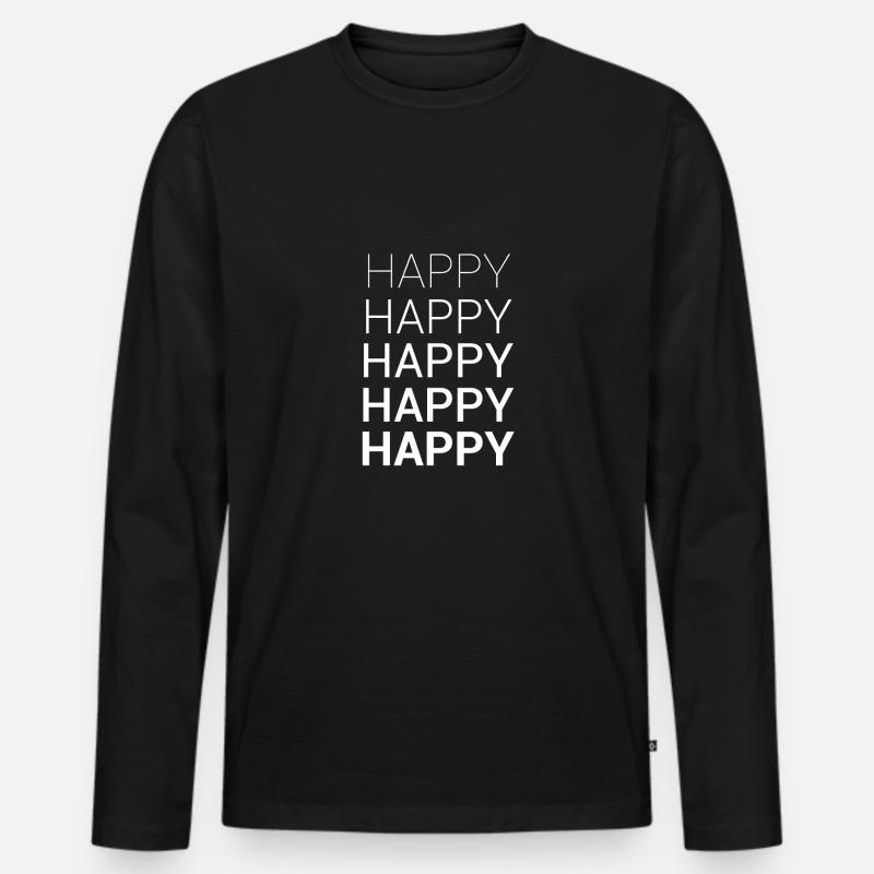 HAPPY - Männer Premium Bio Langarmshirt - Schwarz
