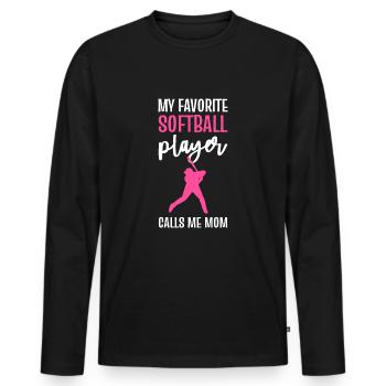 Softball Softball Players - Men's Premium Organic Long Sleeve Shirt - black - Front - Nico (187cm)