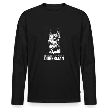 La vie de doberman est meilleure Chiens Wilsigns - T-shirt manches longues Premium bio Homme - noir - Devant - Nico (187cm)