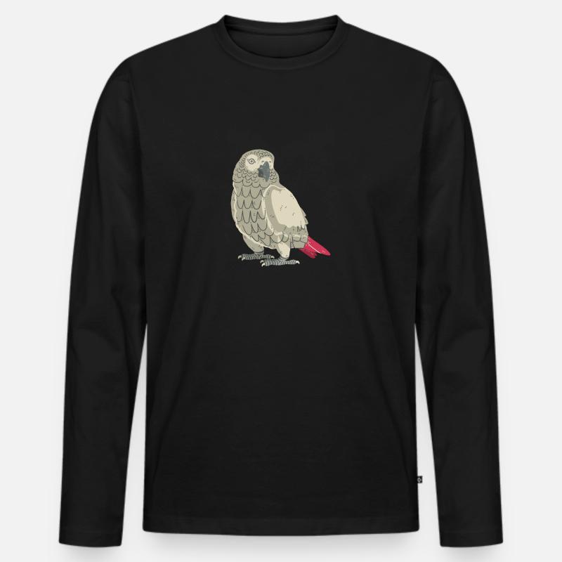 Graupapagei - Männer Premium Bio Langarmshirt - Schwarz