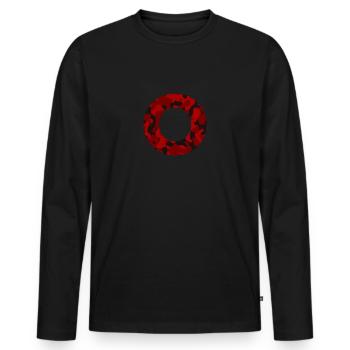 Lettre O Red Camo Design - T-shirt manches longues Premium bio Homme - noir - Devant - Nico (187cm)