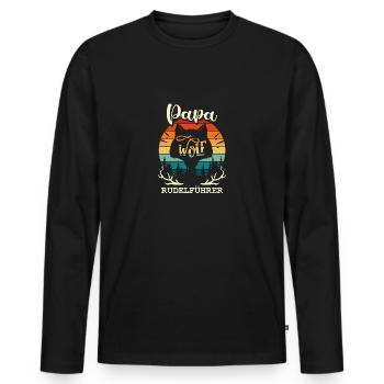 Papa Wolf - Rudel Vatertag Vater Geschenk Familie - Männer Premium Bio Langarmshirt - Schwarz - Vorne - Nico (187cm)