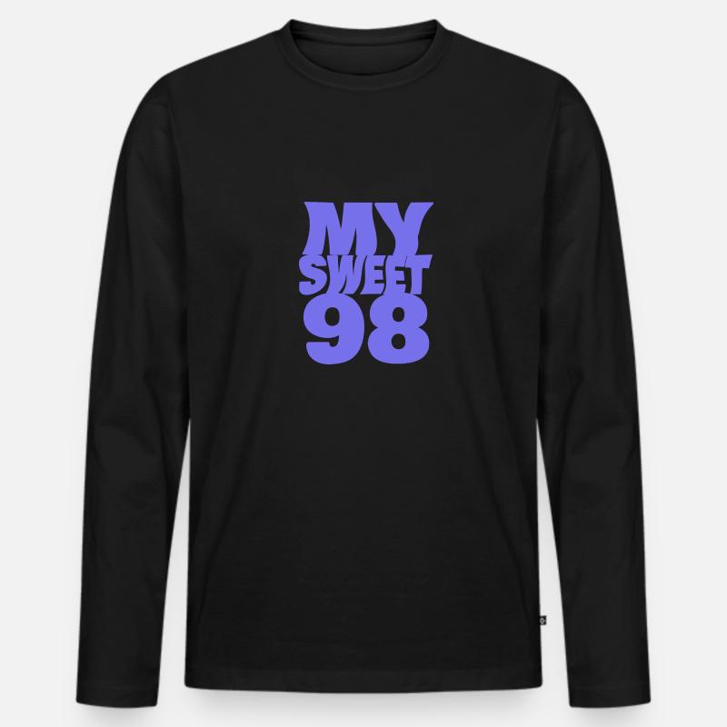 98 - Männer Premium Bio Langarmshirt - Schwarz