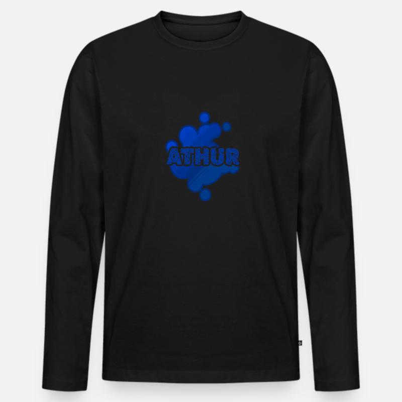 Athur - Männer Premium Bio Langarmshirt - Schwarz