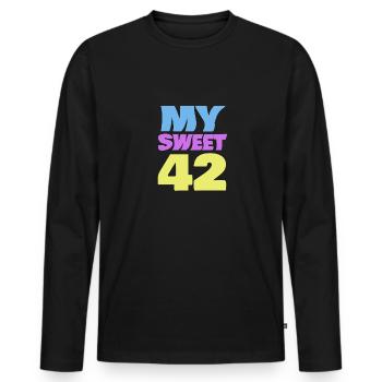 Sweet 42 - Männer Premium Bio Langarmshirt - Schwarz - Vorne - Nico (187cm)