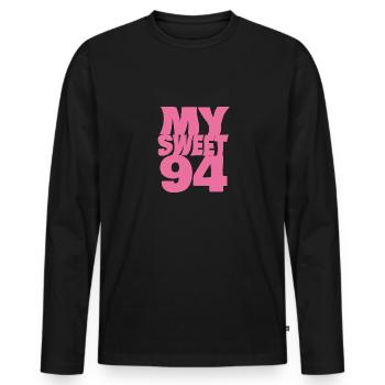 Sweet 94 - Männer Premium Bio Langarmshirt - Schwarz - Vorne - Nico (187cm)