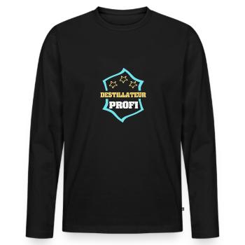 Cadeau pour distillateur - T-shirt manches longues Premium bio Homme - noir - Devant - Nico (187cm)