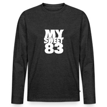 Sweet 83 - Men's Premium Organic Long Sleeve Shirt - heather anthracite - Front - Nico (187cm)