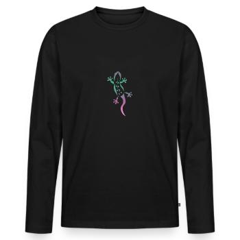 Lézard - T-shirt manches longues Premium bio Homme - noir - Devant - Nico (187cm)