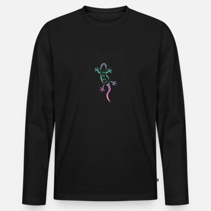 Echse - Männer Premium Bio Langarmshirt - Schwarz