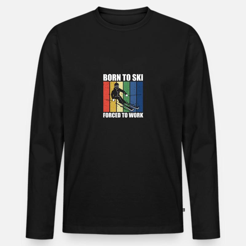 Born to Ski - Männer Premium Bio Langarmshirt - Schwarz