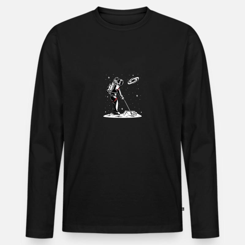 Golf Astronaut - Männer Premium Bio Langarmshirt - Schwarz