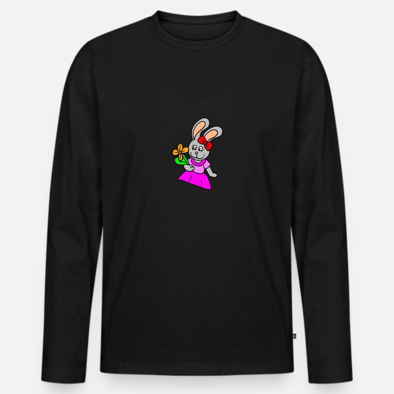 Hasenmädchen mit Kleid - Männer Premium Bio Langarmshirt - Schwarz