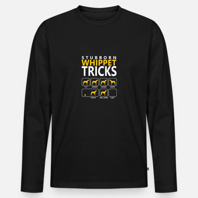 Hartnäckige Whippet-Tricks - Männer Premium Bio Langarmshirt - Schwarz