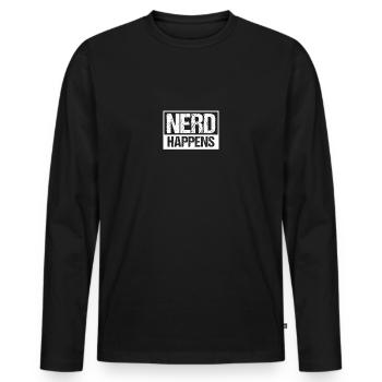Nerd - Männer Premium Bio Langarmshirt - Schwarz - Vorne - Nico (187cm)