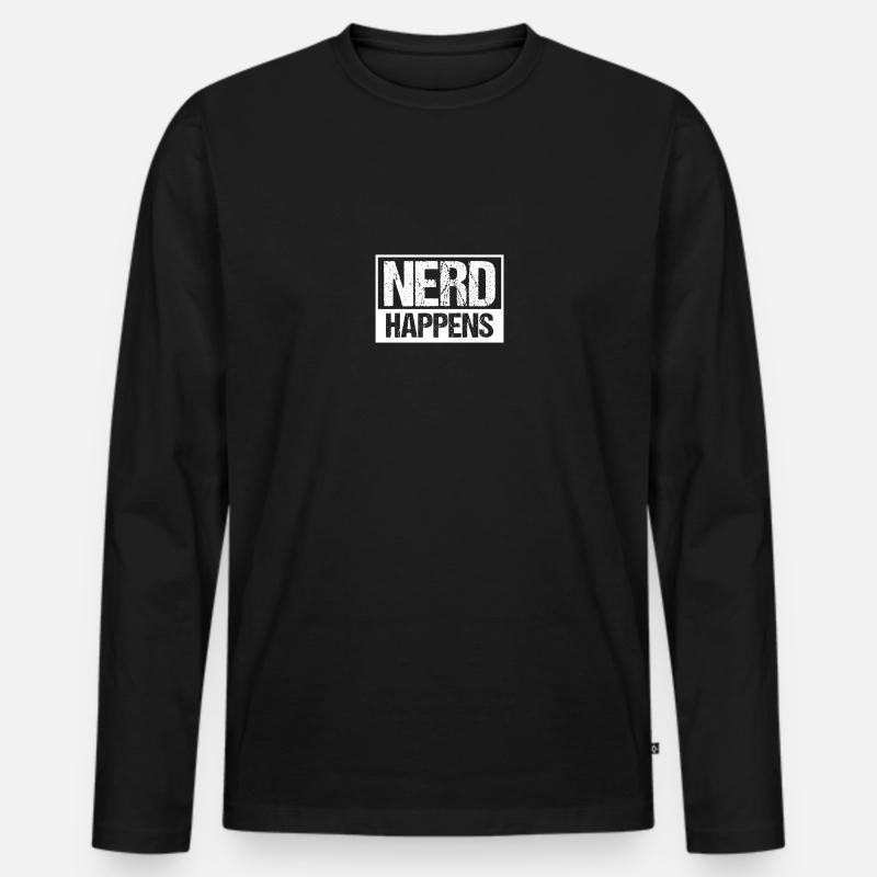 Nerd - Männer Premium Bio Langarmshirt - Schwarz