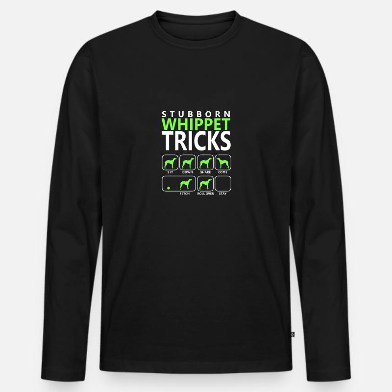 Hartnäckige Whippet-Tricks - Männer Premium Bio Langarmshirt - Schwarz