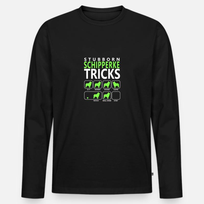 Hartnäckige Schipperke-Tricks - Männer Premium Bio Langarmshirt - Schwarz