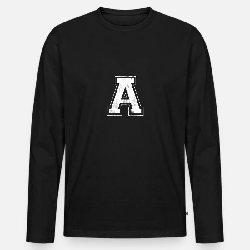A Anfangsbuchstabe "A" - Männer Premium Bio Langarmshirt - Schwarz