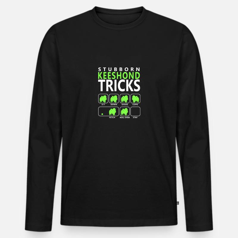 Hartnäckige Keeshond-Tricks - Männer Premium Bio Langarmshirt - Schwarz