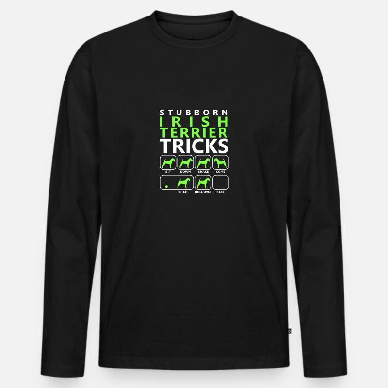 Hartnäckige Irish Terrier Tricks - Männer Premium Bio Langarmshirt - Schwarz