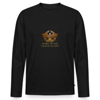 Make Rome Great Again - Romain Empire - History Lo - Men's Premium Organic Long Sleeve Shirt - black - Front - Nico (187cm)