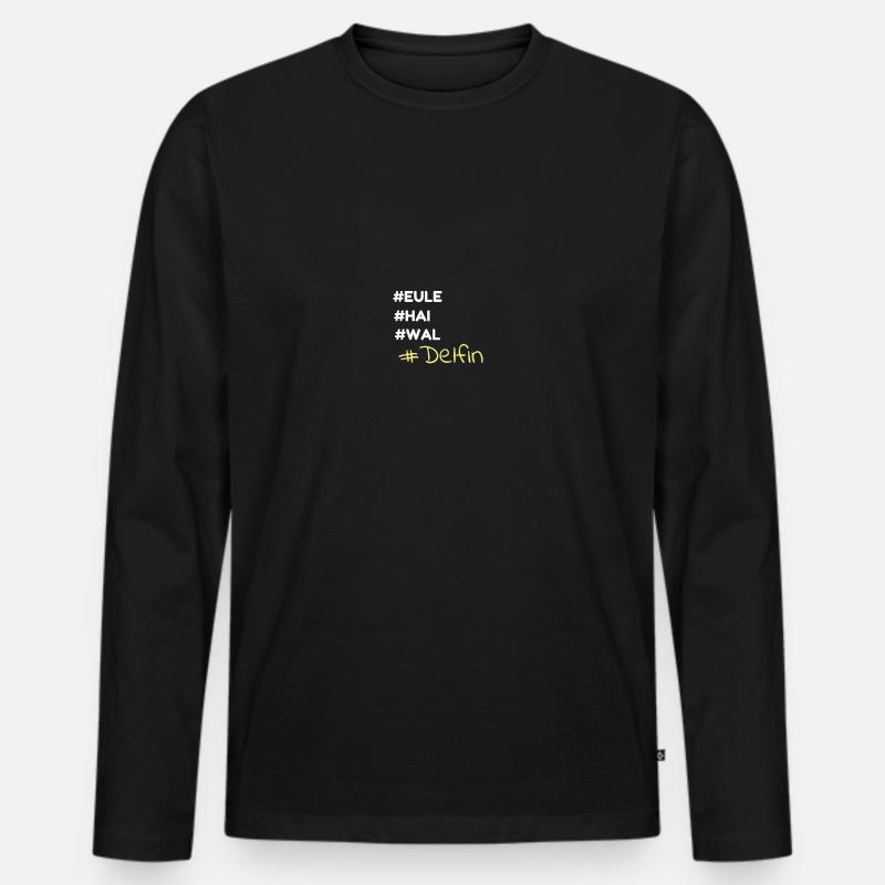 Delfin! Eule Hai Wal - Männer Premium Bio Langarmshirt - Schwarz