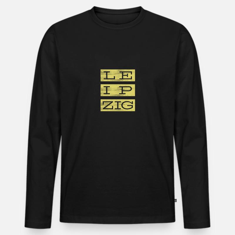 Leipzig Stadt Sachsen Geschenk Vintage Retro - Männer Premium Bio Langarmshirt - Schwarz
