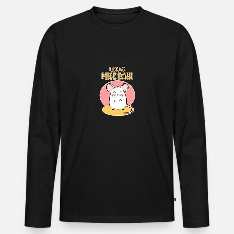 Maus - Männer Premium Bio Langarmshirt - Schwarz