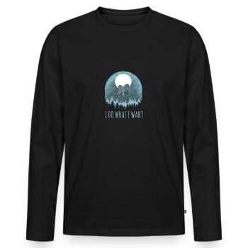 Idée cadeau drôle de chat - T-shirt manches longues Premium bio Homme - noir - Devant - Nico (187cm)