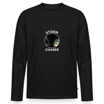 T-shirt drôle de chasseur de tempête T-shirt de météorologue - T-shirt manches longues Premium bio Homme - noir - Devant - Nico (187cm)
