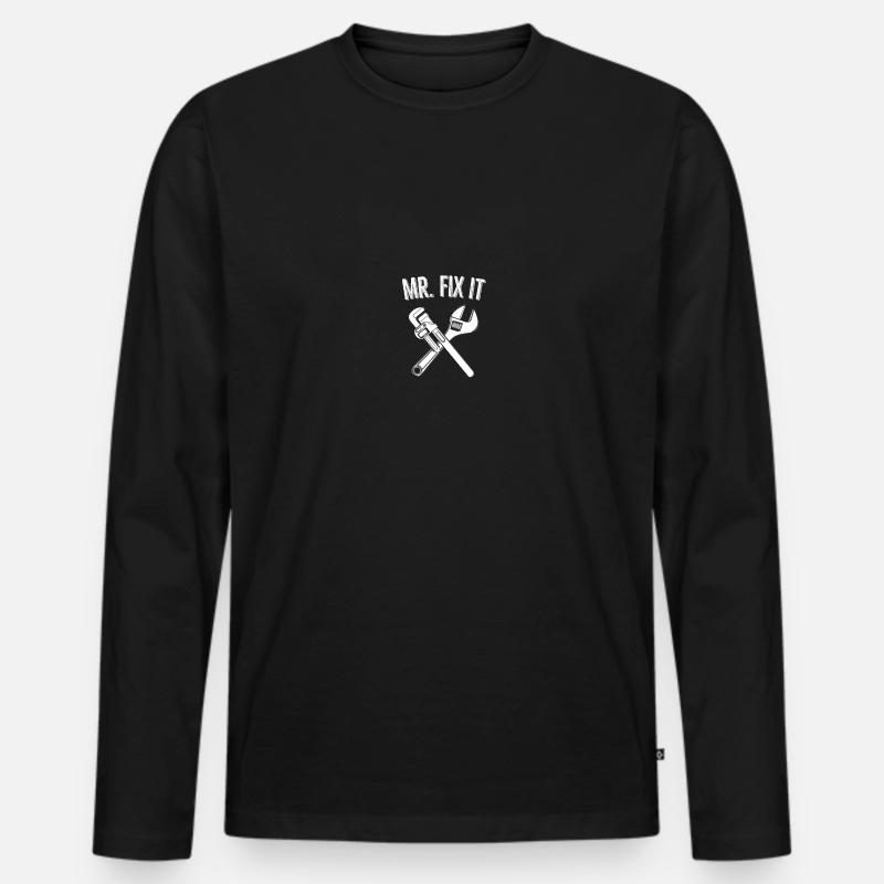 Herr Fix It - Männer Premium Bio Langarmshirt - Schwarz
