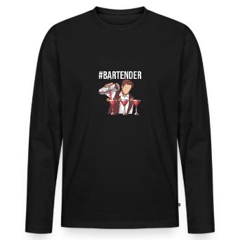 #BARTENDER cadeaux pour les serveurs et les hôtes - T-shirt manches longues Premium bio Homme - noir - Devant - Nico (187cm)