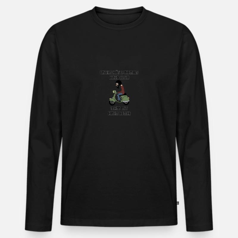 Opa Roller Moped Retro Geschenk - Männer Premium Bio Langarmshirt - Schwarz