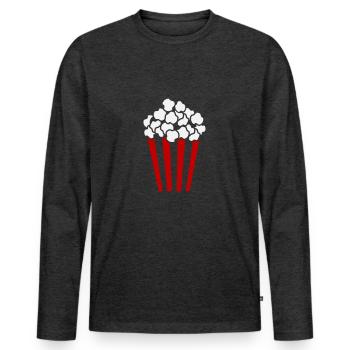 Popcorn Cube / Couleur personnalisable / 2c - T-shirt manches longues Premium bio Homme - anthracite chiné - Devant - Nico (187cm)