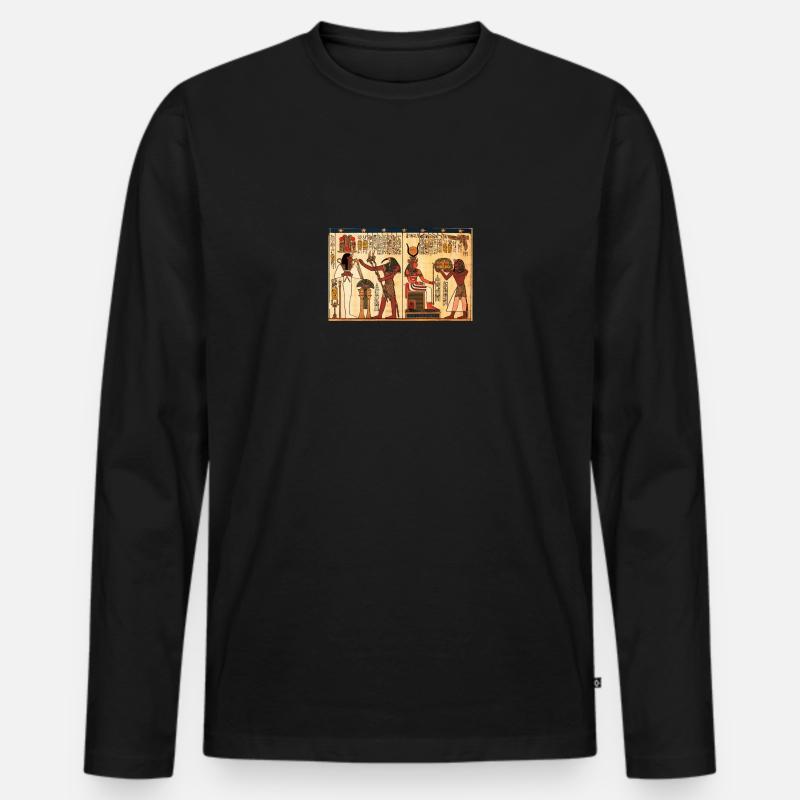Altägyptische Hiroglyphen - Männer Premium Bio Langarmshirt - Schwarz