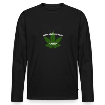 Cannabis legalisation 01.04.2024 - Männer Premium Bio Langarmshirt - Schwarz - Vorne - Nico (187cm)