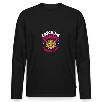 Sunny Summer Moments Vibes Summer Sun - Men's Premium Organic Long Sleeve Shirt - black - Front - Nico (187cm)