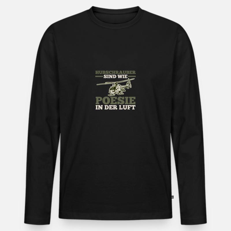 Pilot Helikopter Hubschrauber - Männer Premium Bio Langarmshirt - Schwarz