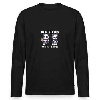 Pandabär Mein Status Mit Kaffee Ohne Kaffee - Männer Premium Bio Langarmshirt - Schwarz - Vorne - Nico (187cm)